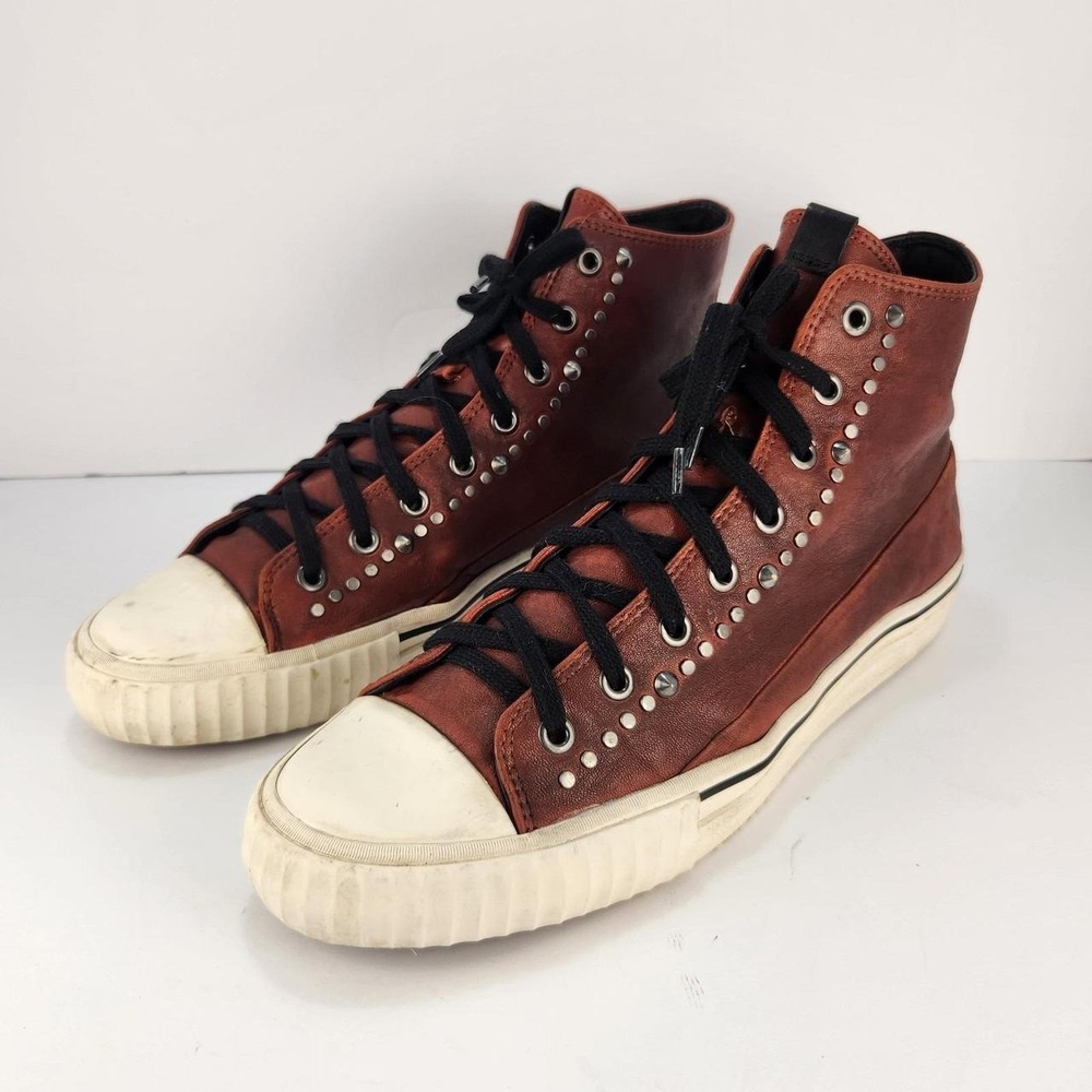 John Varvatos Men's Size 11M Brown Leather Studded High Top Sneakers